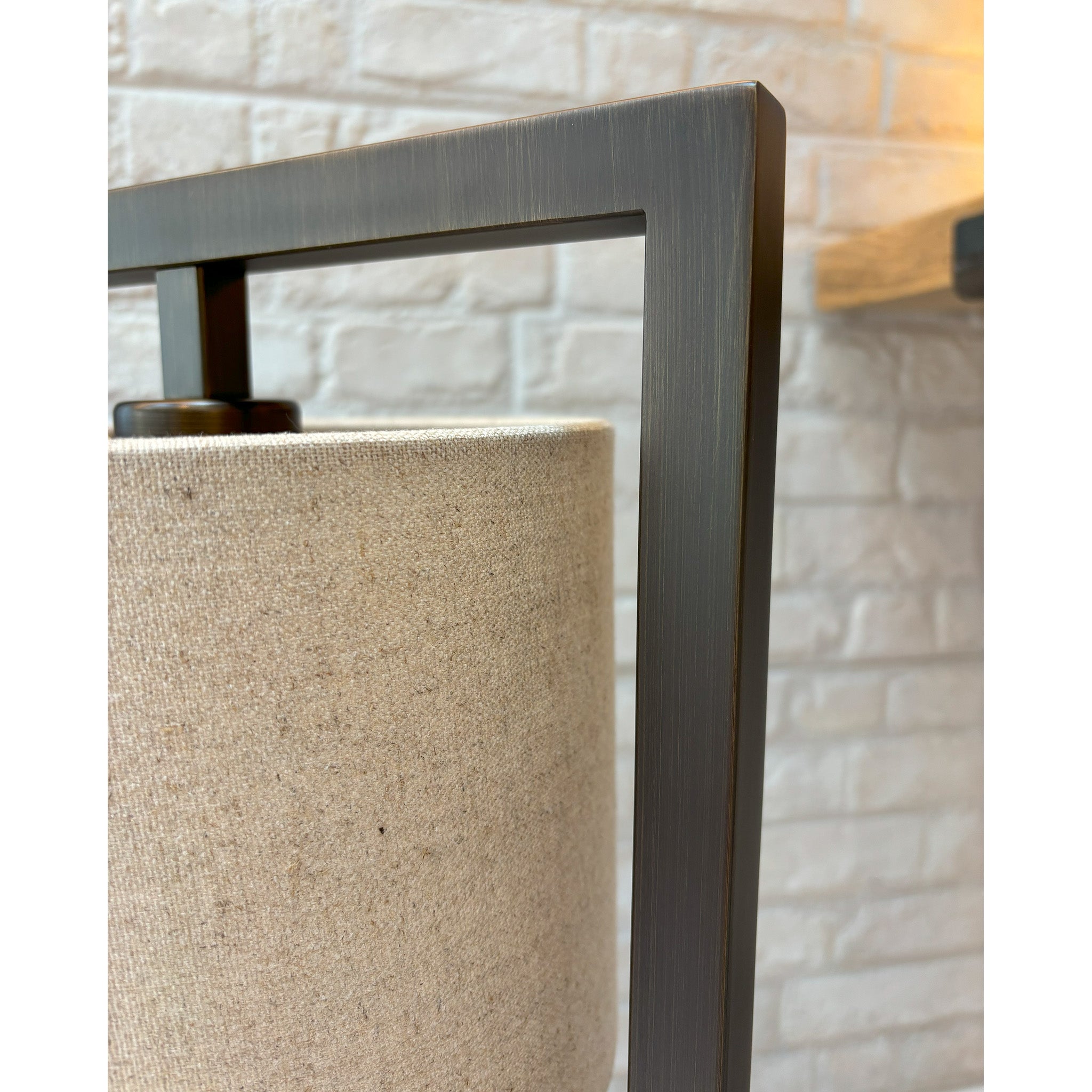 Square Frame Table Lamp in Matt Bronze